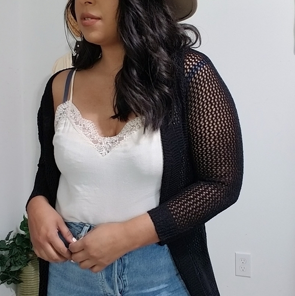 GOOD VIBES BLACK STRIPE CARDIGAN - Picture 10 of 15